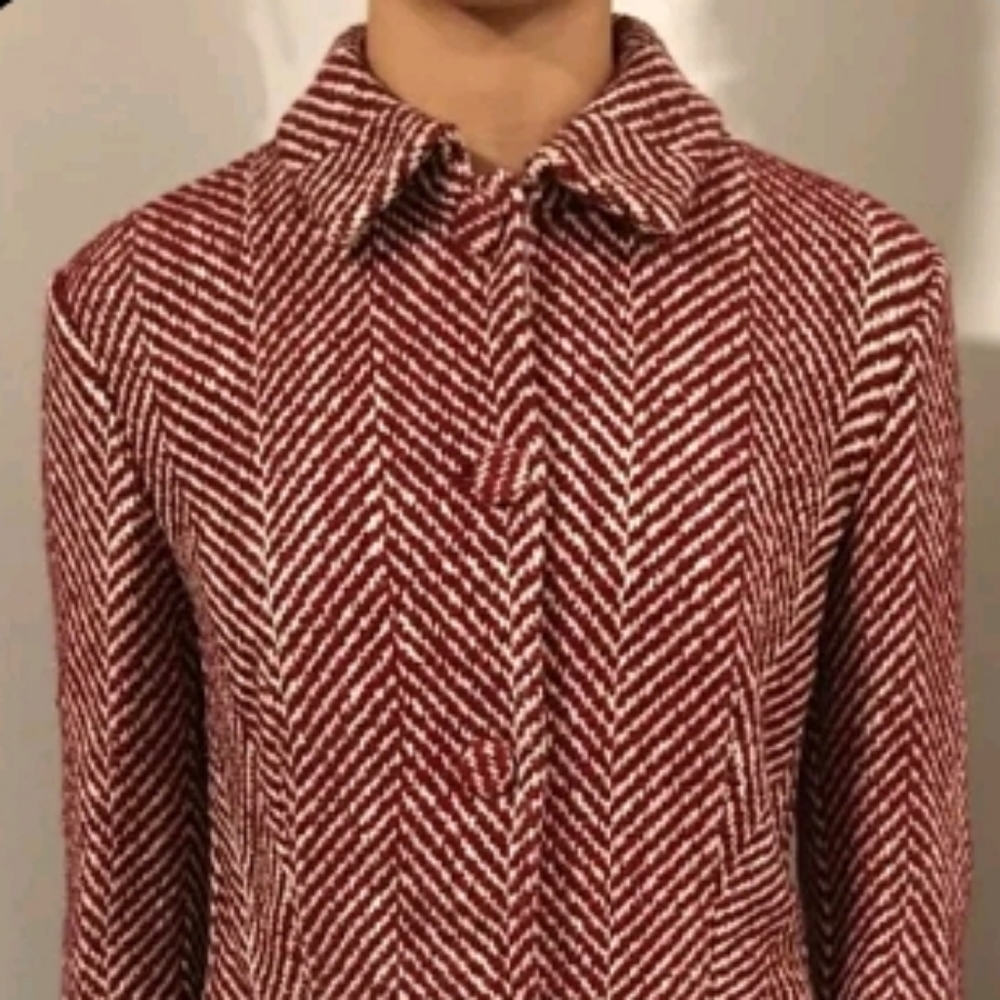 Piazza Sempione women's red and white chevron wool coat